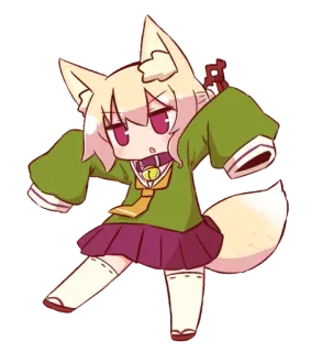 ❤️ Аниме, Чиби, Девушка-лиса, Кемономими, Каваи, Милый telegram sticker