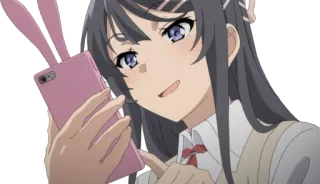 😏 Anime, Mädchen, Hasenohren, Selfie telegram sticker