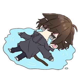 😭 аниме, кот, плачет, чиби, грустный, милый telegram sticker