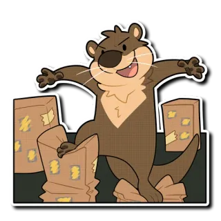 🦖 otter, boxes, animal, cartoon telegram sticker