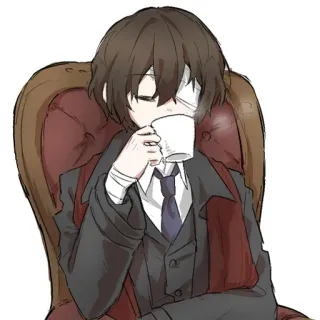 ☕️ animé, dessin, thé, personnage telegram sticker