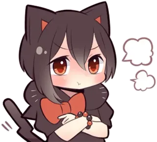 😠 cat girl, anime, manga, chibi, cute, kawaii, cat ears telegram sticker