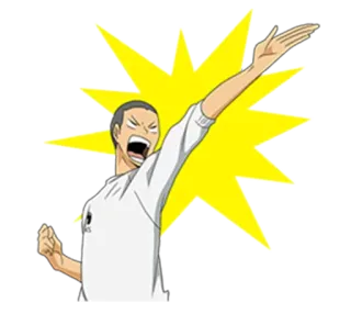 ✋ アニメ, 応援, 興奮, お祝い, ポーズ, キャラクター, イラスト telegram sticker