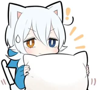 😠 Anime, Gato, Kawaii, Lindo, Dibujos animados, Almohada, Avergonzado telegram sticker