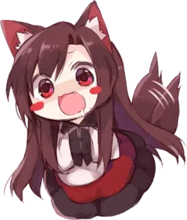 😃 Anime, Cartoon, Chibi, Schattig, Vosmeisje, Kemonomimi telegram sticker