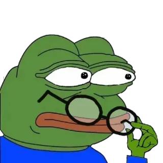 😐 Pepe the Frog pepe, kikker, meme, bril, internet cultuur whatsapp sticker