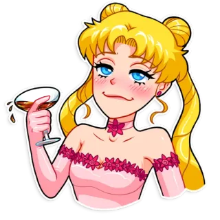🥴 Sailor Moon anime, sailor moon, cartoon, drink, cocktail telegram sticker