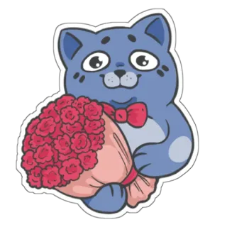🌷 gato, flor, ramo, animal, saludo, amor, lindo whatsapp sticker