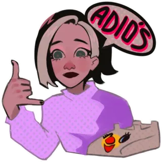 🤙 ADIOS mulher, dando adeus, sinal shaka, casual, desenho animado, colorido telegram sticker