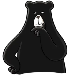 🤔 медведь, думающий, животное, мультфильм, милый telegram sticker