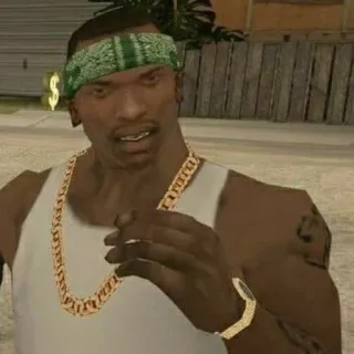 🤨 CJ Grand Theft Auto CJ, Grand Theft Auto, Video Game Character, Gangster, Cartoon telegram sticker
