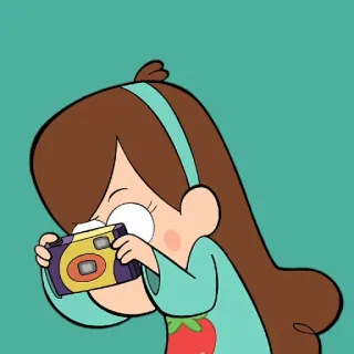 📸 Mabel Pines Gravity Falls Mabel Pines, Gravity Falls, cartoon, camera, strawberry, girl telegram sticker