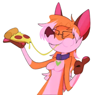 🍕 лиса, пицца, мультфильм, еда, большой палец вверх whatsapp sticker
