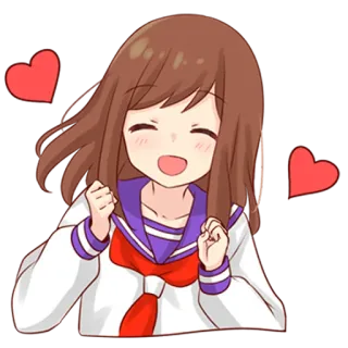 🥰 Fille anime, Uniforme scolaire, Coeurs, Mignon, Dessin animé telegram sticker