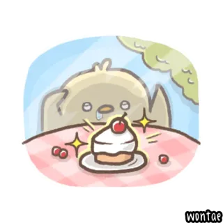 🐤 oiseau, dessert, gâteau, cerise, mignon, sucré telegram sticker