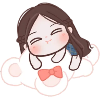 🧸 fille, mignon, dessin animé, nuage, kawaii, chibi telegram sticker