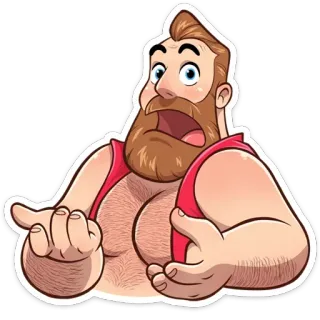 ❓ homme, dessin animé, personnage, illustration, bodybuilder, muscle whatsapp sticker