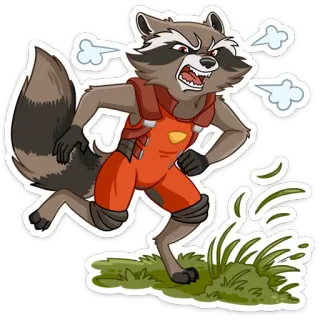 😡 Rocket Raccoon Guardians of the Galaxy rakun, marah, kartun, Marvel, Rocket, karakter telegram sticker