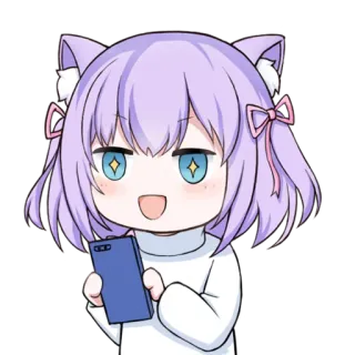 🤩 Anime, Orejas de gato, Chibi, Lindo, Dibujos animados, Personaje, Teléfono whatsapp sticker