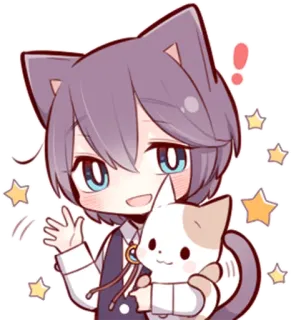 👋 Animé, Chat, Kawaii, Chibi, Mignon, Autocollant, Dessin animé telegram sticker