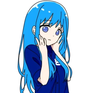 😨 Anime, Cartoon, Mädchen, Süß, Blaue Haare, Anime Mädchen telegram sticker