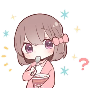 😋 anime, cartoon, girl, eating, cute, sparkle telegram sticker