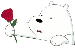 🌹 Ice Bear We Bare Bears Urso polar, Urso, Desenho animado, Rosa, Flor, We Bare Bears telegram sticker