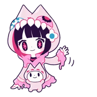 👋 Dessin animé, Mignon, Rose, Kawaii, Personnage, Anime whatsapp sticker