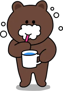 🚰 Brown beruang, sikat gigi, gosok gigi, cangkir, imut, kartun telegram sticker