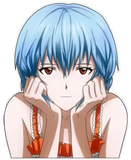 😶 Rei Ayanami Neon Genesis Evangelion Аниме, Девушка, Синие волосы, Красные глаза, Рэй Аянами, Евангелион, Наклейка whatsapp sticker