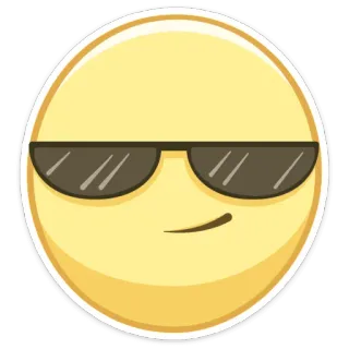 😎 Эмодзи, Круто, Солнцезащитные очки, Желтый, Улыбка, Самодовольный telegram sticker