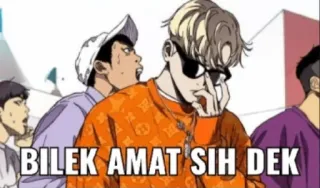 🗿 BILEK AMAT SIH DEK anime, sunglasses, streetwear, orange, pointing telegram sticker