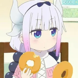 🍮 Kanna Kamui Miss Kobayashi's Dragon Maid Anime, Kanna, Kanna Kamui, Dragon Maid, Mignon, Donut telegram sticker