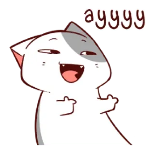 👉 ayyyy cat, cartoon, gesture, funny, meme telegram sticker