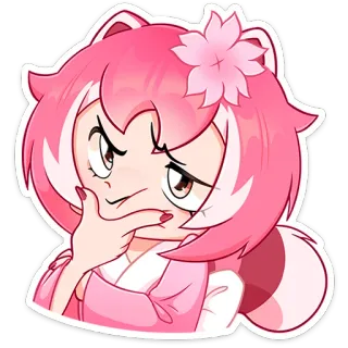 🤔 Anime, Manga, Tóc hồng, Hoạt hình, Dễ thương, Nhãn dán telegram sticker