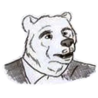 😒 urso, animal, terno, esboço, antropomórfico, personagem telegram sticker