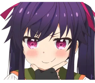 😏 ragazza anime, capelli viola, cartone animato, stile anime, carina telegram sticker