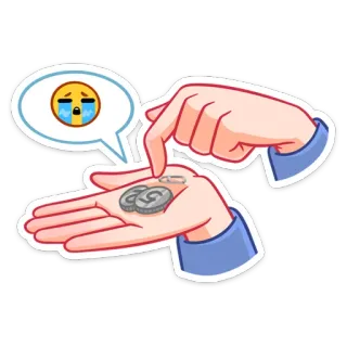 😭 tiền, đồng xu, nghèo đói, buồn, biểu tượng cảm xúc, tay, khóc, tài chính, nghèo telegram sticker