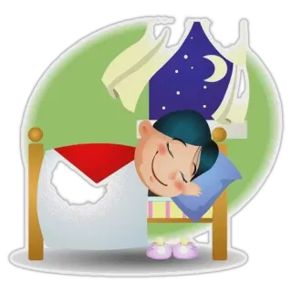 😴 수면, 침대, 밤, 창문, 만화, 자는 whatsapp sticker