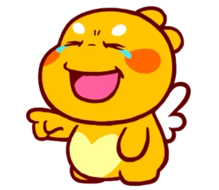 🌝 милый, мультфильм, ангел, смех, указывает, желтый, каваий whatsapp sticker