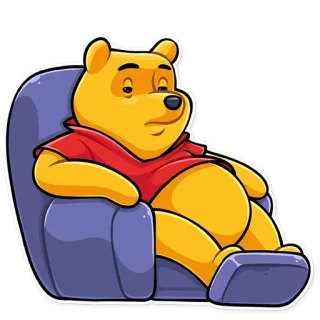 🥴 Winnie the Pooh Винни Пух, ленивый, сидящий, стул, расслабленный, разочарованный telegram sticker