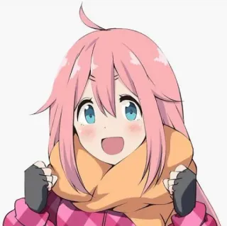 💪 Nadeshiko Kagamihara Yuru Camp Anime, Cartoon, Mädchen, Süß, Winter, Schal telegram sticker