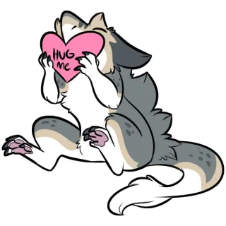 ❤️ HUG ME heart, hug, wolf, animal, love, cute telegram sticker