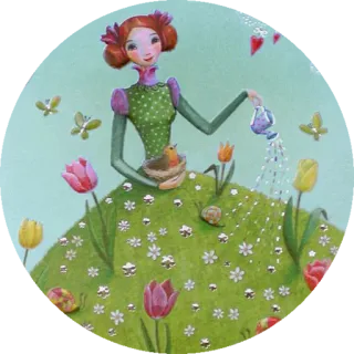 🌱 Kunst, Illustration, Figur, Garten, Blumen, Natur, skurril, Märchen telegram sticker