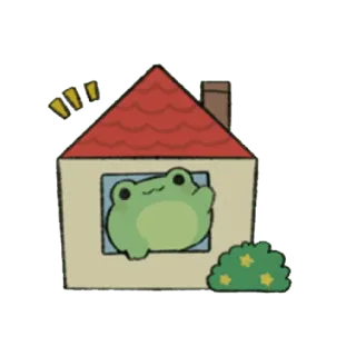 😀 개구리, 집, 귀여운, 만화, 동물 telegram sticker