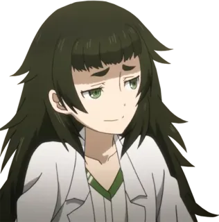 😏 Rumiho Akiha Steins;Gate 애니메이션, 여자, 과학자, 귀여운, 미소, 슈타인즈 게이트, 실험복 telegram sticker