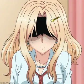 🌡 动漫, 金发, 星星发夹, 悲伤, 面无表情 telegram sticker