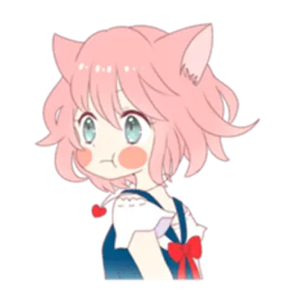 😐 Anime, Fofo, Garota gato, Cabelo rosa telegram sticker