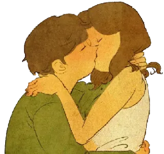 🤑 amour, baiser, couple, romantique, câlin, dessin animé whatsapp sticker