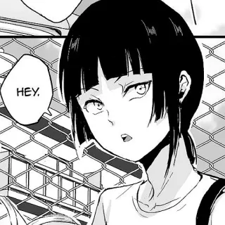 👋 HEY. Anime, Mangá, Garota, Preto e branco, Casual telegram sticker